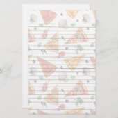 ピザおよびきのこのスライスされる 便箋 (正面/裏面)