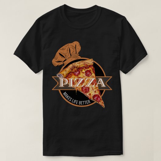 ピザが人生をより良くする Tシャツ (デザイン正面)