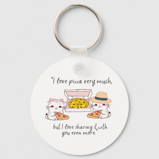 ピザが大好き、猫 キーホルダー (正面)