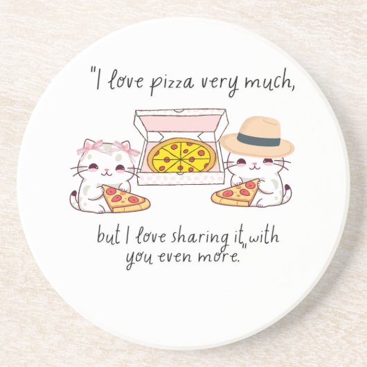 ピザが大好き、猫 コースター (正面)
