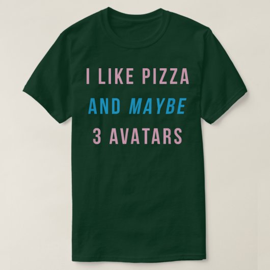 ピザが好きで、たぶん3つのアバター VR AR ミスターメタバースも好き Tシャツ (デザイン正面)