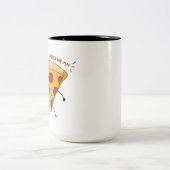 ピザが欲しい?!?! ツートーンマグカップ (中央)