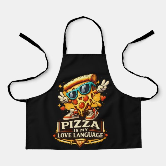 ピザこそ私の愛 面白いピザ好きギフト エプロン (正面)