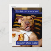 ピザでいっぱいの犬 インビテーションポストカード (正面/裏面)