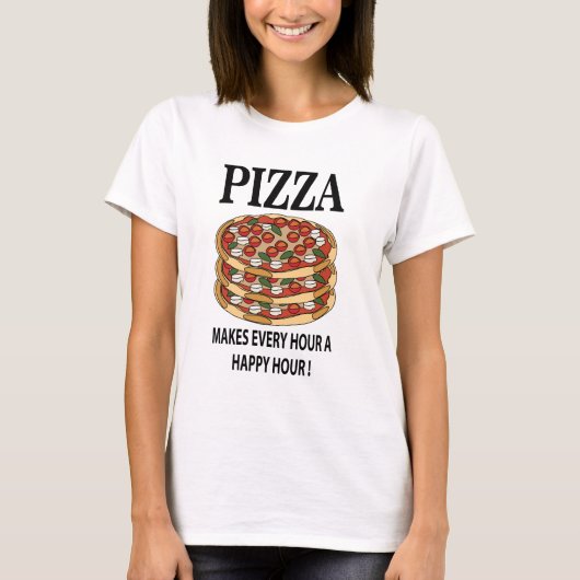 ピザでいつだってハッピーアワー ピザ Tシャツ (正面)