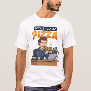 ピザで動く - 仕事中のプログラマー&ゲーマー Tシャツ