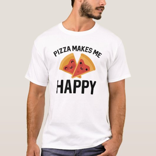 ピザで幸せ Tシャツ (正面)