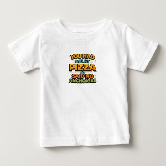 ピザで惚れたってのに Funny Typography Tシャツ – No (正面)