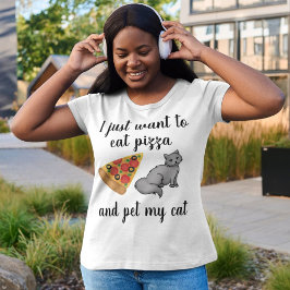 ピザで猫食べをペットしたい Tシャツ