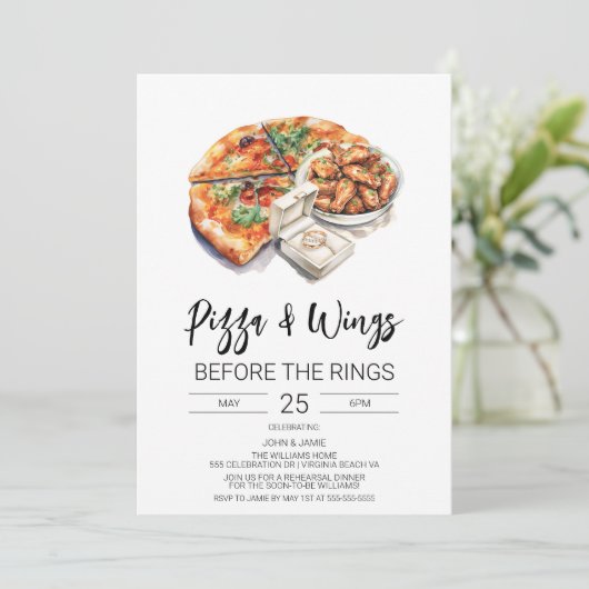 ピザとウィングスウィングウィーンザーズリングや輪招待状 招待状 (スタンド正面)