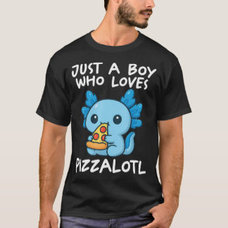 ピザとウーパールーパーが大好きな少年 Tシャツ