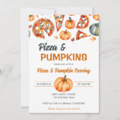 ピザとカボチャ彫刻パーティーテンプレート 招待状 (正面)