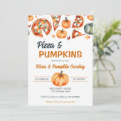 ピザとカボチャ彫刻パーティーテンプレート 招待状 (スタンド正面)