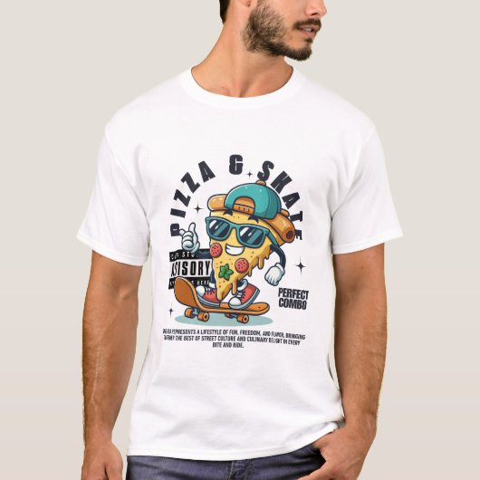 ピザとスケート Tシャツ (正面)