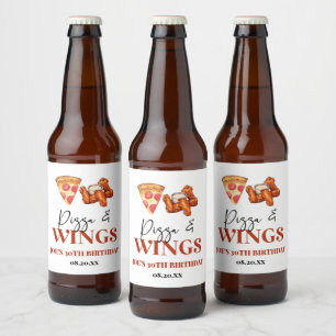 ピザとチキンウィングスの誕生日パーティー ビールラベル