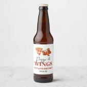 ピザとチキンウィングスの誕生日パーティー ビールラベル (正面)