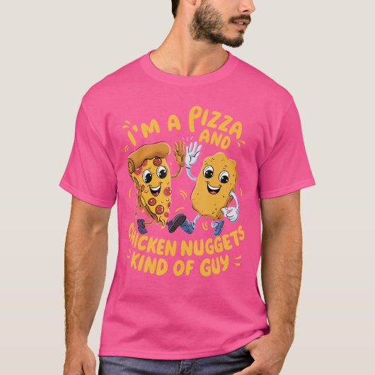 ピザとチキンナゲットが好きな男の子 おもしろC Tシャツ (正面)