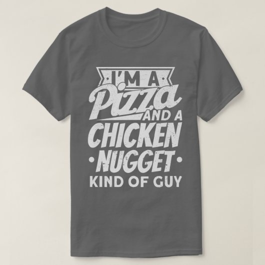 ピザとチキンナゲットみたいな男のピザ Tシャツ (デザイン正面)