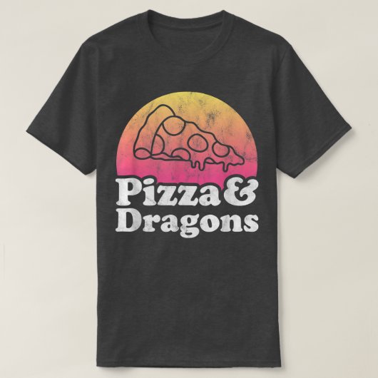 ピザとドラゴンまたはドラゴン Tシャツ (デザイン正面)