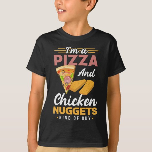 ピザとナゲッツ私はピザとチキンナゲッツ Tシャツ (正面)