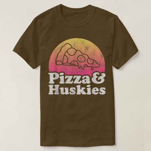ピザとハスキーまたはハスキー Tシャツ (デザイン正面)