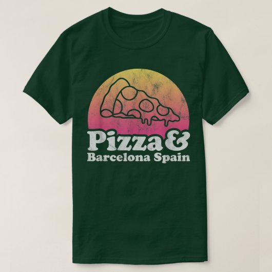 ピザとバルセロナスペイン Tシャツ (デザイン正面)