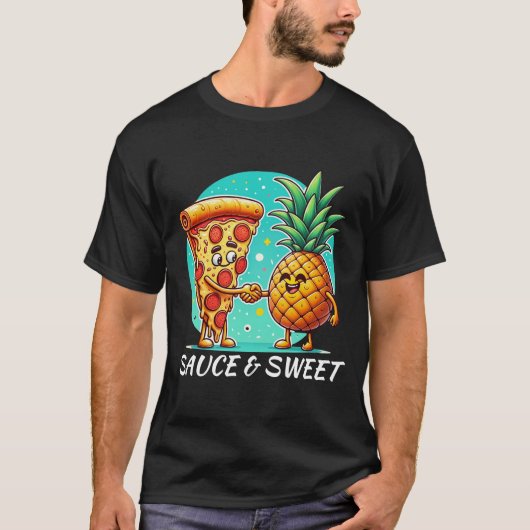 ピザとパイナップル Tシャツ (正面)