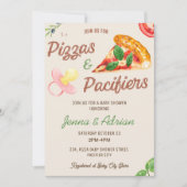 ピザとパシファイヤーガール共同ベビーシャワー 招待状 (正面)