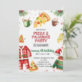 ピザとパジャマのクリスマス招待状 招待状 (スタンド正面)