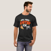 ピザとビデオゲームの姉妹を交換する Tシャツ (正面フル)