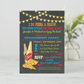 ピザとビールのエンゲージメントパーティーの招待状を作成します 招待状 (スタンド正面)