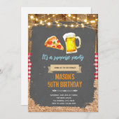 ピザとビールのパーティー招待 招待状 (正面/裏面)