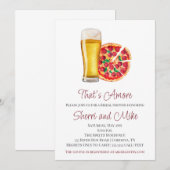 ピザとビールのブライダルシャワーの招待状 招待状 (正面/裏面)