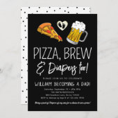 ピザとビールのベビーシャワー招待状 招待状 (正面/裏面)