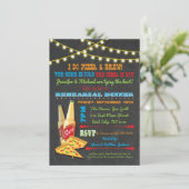 ピザとビールのリハーサルディナー招待状 招待状 (スタンド正面)