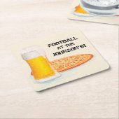 ピザとビールフすごいァンフットボールパーティー スクエアペーパーコースター (アングル)