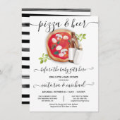 ピザとビールベビーシャワー招待状 招待状 (正面/裏面)