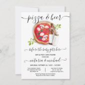 ピザとビールベビーシャワー招待状 招待状 (正面)