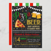 ピザとビールベビーシャワー招待状 招待状 (正面/裏面)