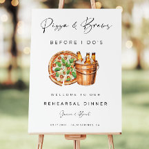 ピザとビール前の私は、ピザとビールの看板