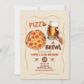 ピザとビール好きの男の誕生日 招待状 (正面)