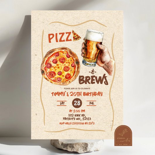 ピザとビール好きの男の誕生日 招待状