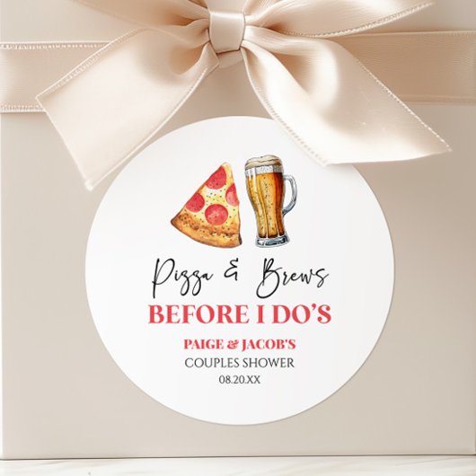 ピザとビール Before I Do's カップルシャワー ラウンドシール