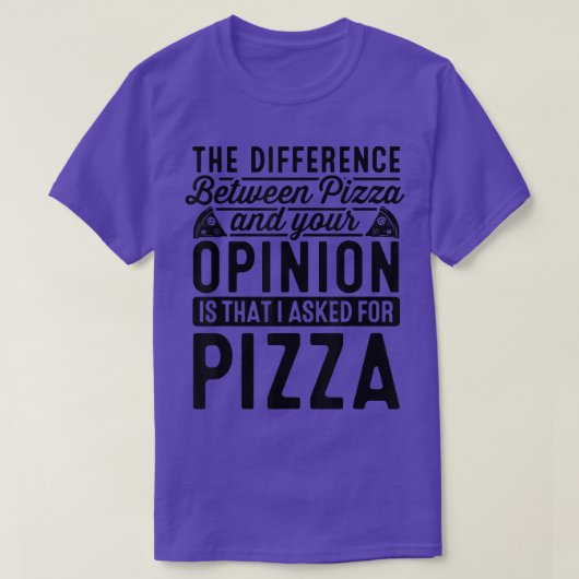 ピザとピザ好きの違い Tシャツ (デザイン正面)