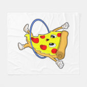 ピザとフィットネスフィットネスタイヤ.PNG フリースブランケット (正面(横))