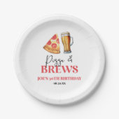 ピザとブルズビールグラス誕生日パーティー ペーパープレート (正面)