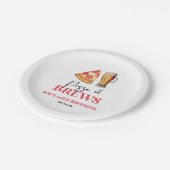 ピザとブルズビールグラス誕生日パーティー ペーパープレート (アングル)