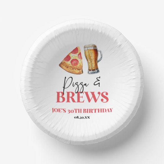 ピザとブルズビールグラス誕生日パーティー ペーパーボウル (正面)