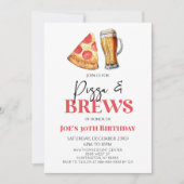 ピザとブルズビールグラス誕生日パーティー 招待状 (正面)
