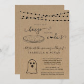 ピザとブーズウィドドドスカップルのウェディングシャワー 招待状 (正面/裏面)